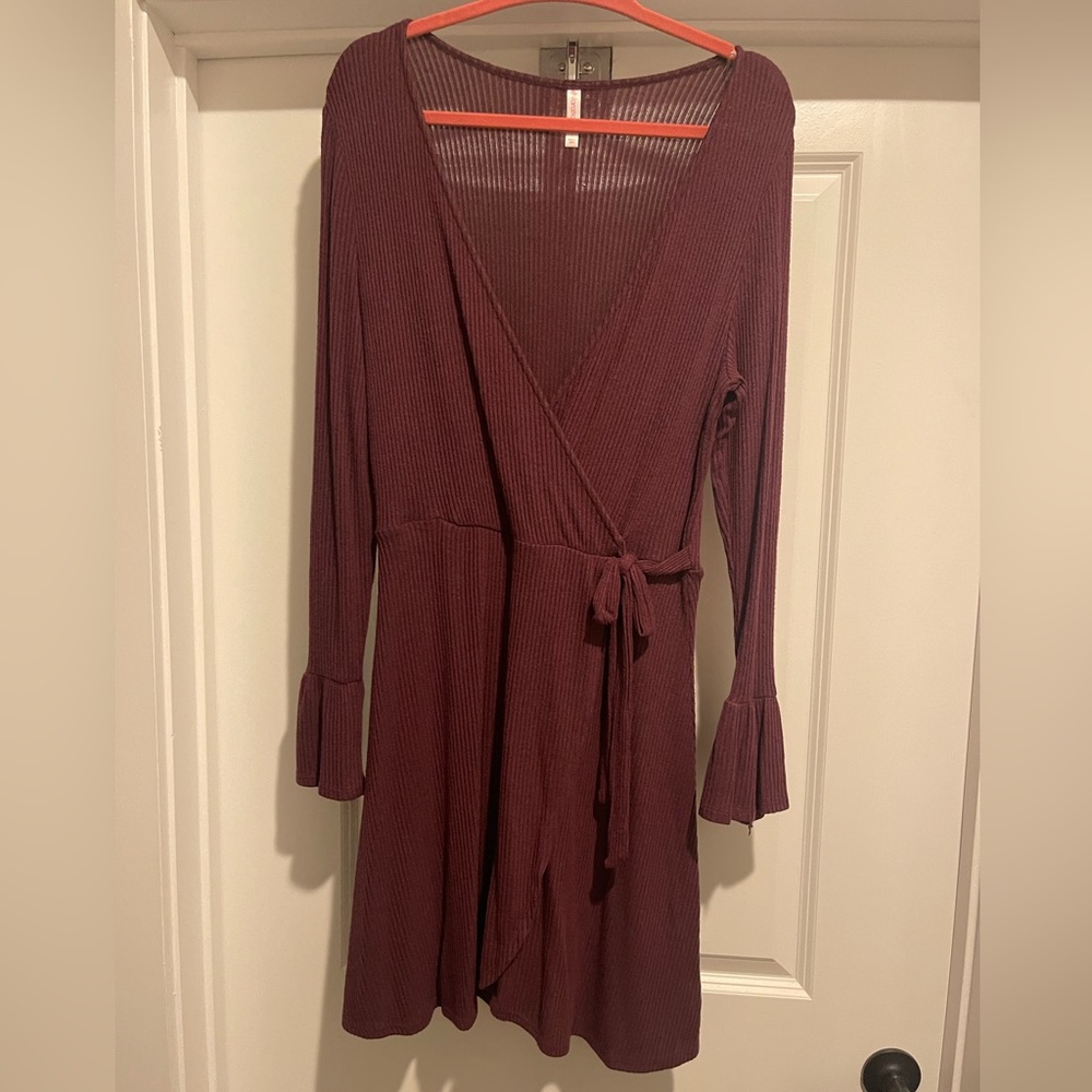 Maroon Wrap Sweater Dress (L)